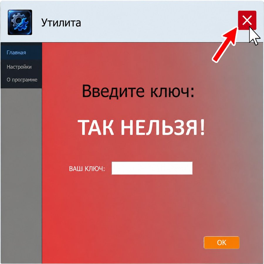 Пример неправильного закрытия программы